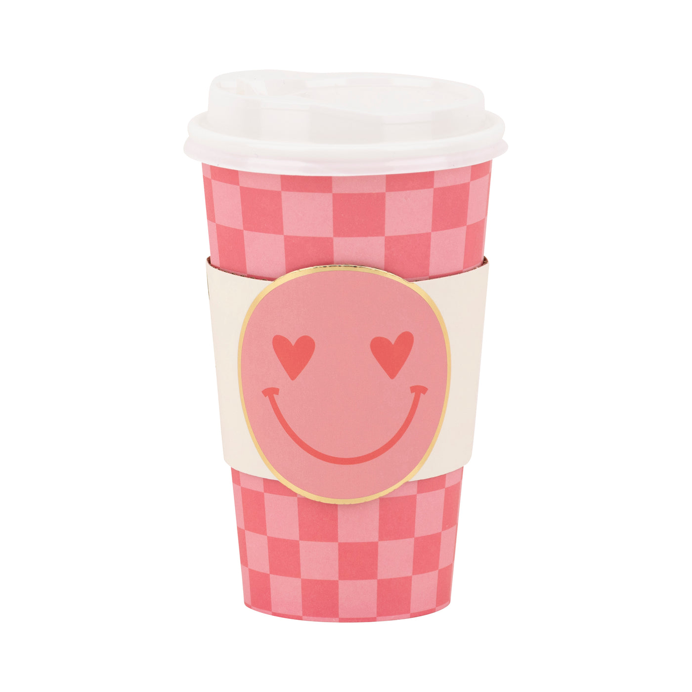 PLTG486 - Checker Smiley Face To Go Cups