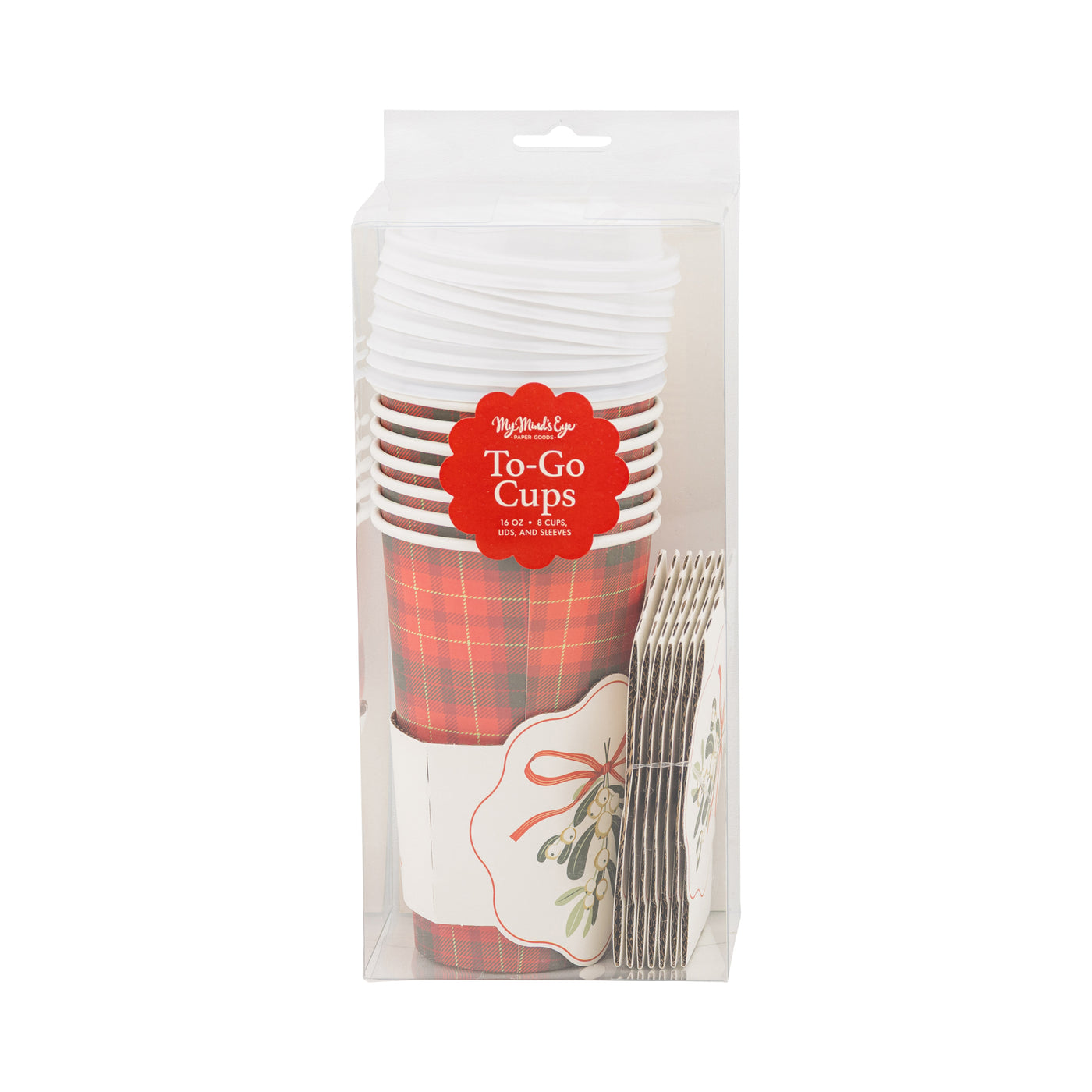 PLTG652J - Mistletoe Plaid To Go Cups