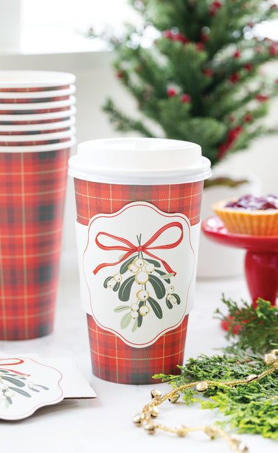 PLTG652J - Mistletoe Plaid To Go Cups