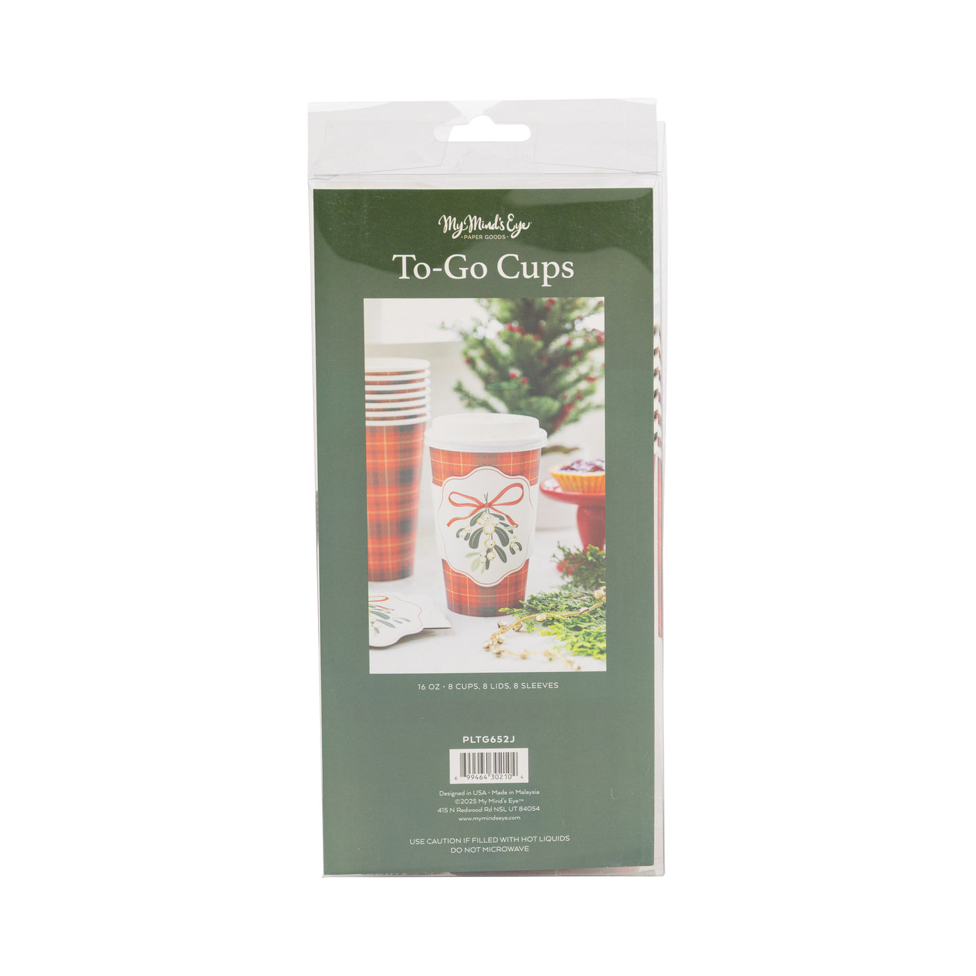 PLTG652J - Mistletoe Plaid To Go Cups