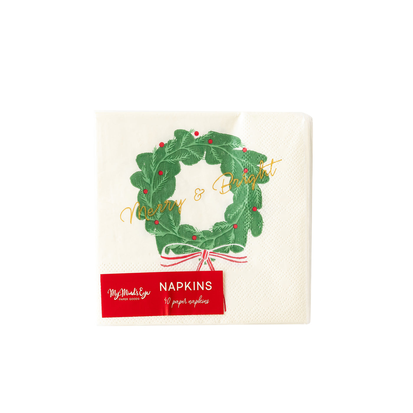 PLTS353i - Merry Wreath Paper Cocktail Napkin