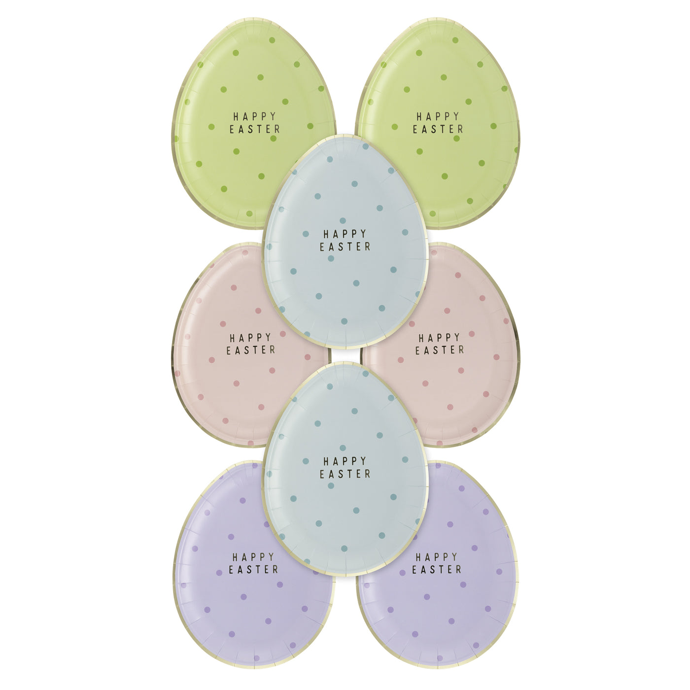 PLTS359E - Polka Dot Egg Shaped Paper Plate Set