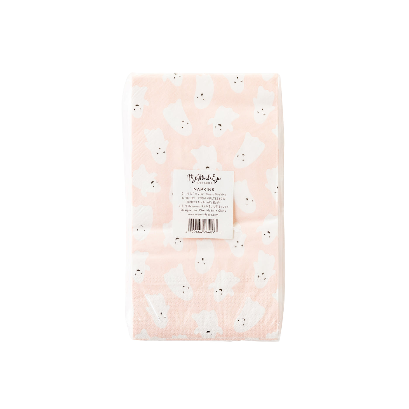 PLTS369W - Scattered Pink Ghosts Paper Dinner Napkin