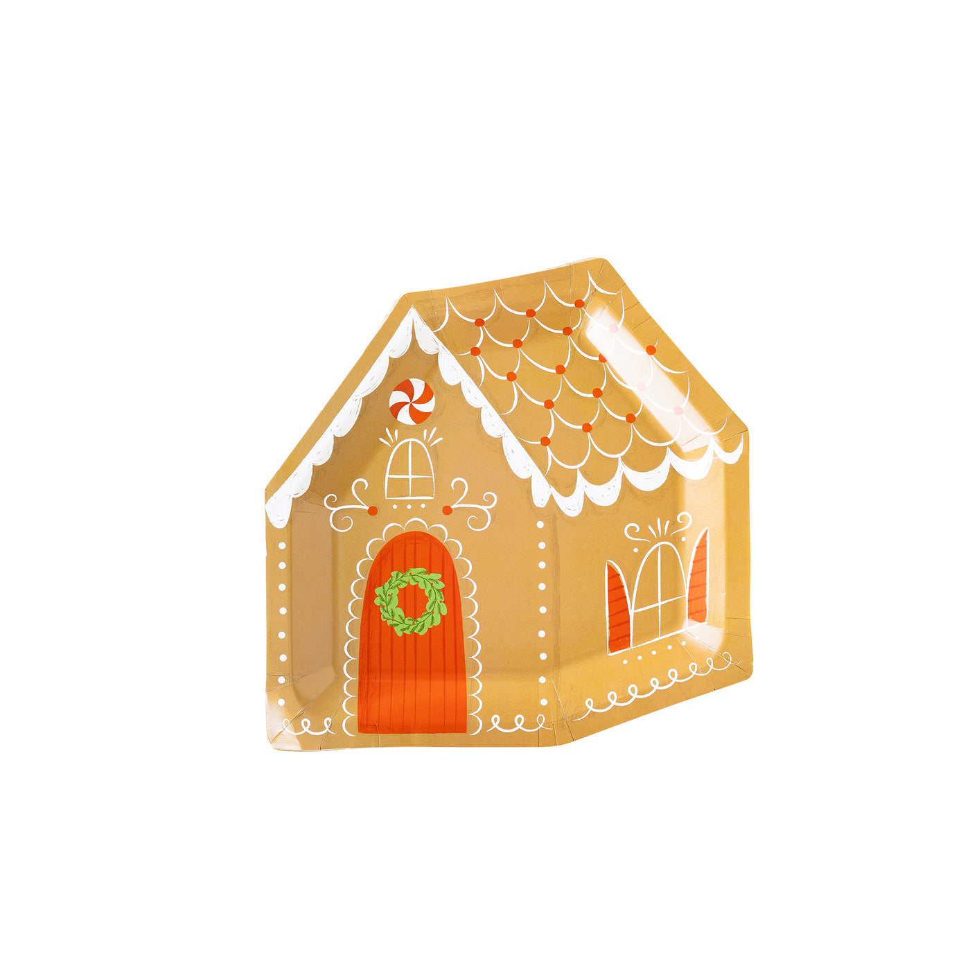PLTS384C - Gingerbread House Shaped Paper Plate