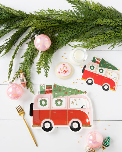 PLTS394N - Christmas Van Shaped Paper Dinner Napkin