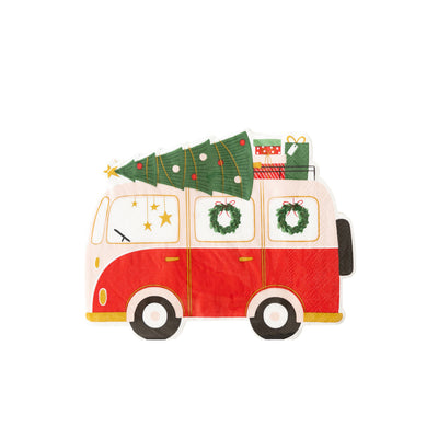 PLTS394N - Christmas Van Shaped Paper Dinner Napkin