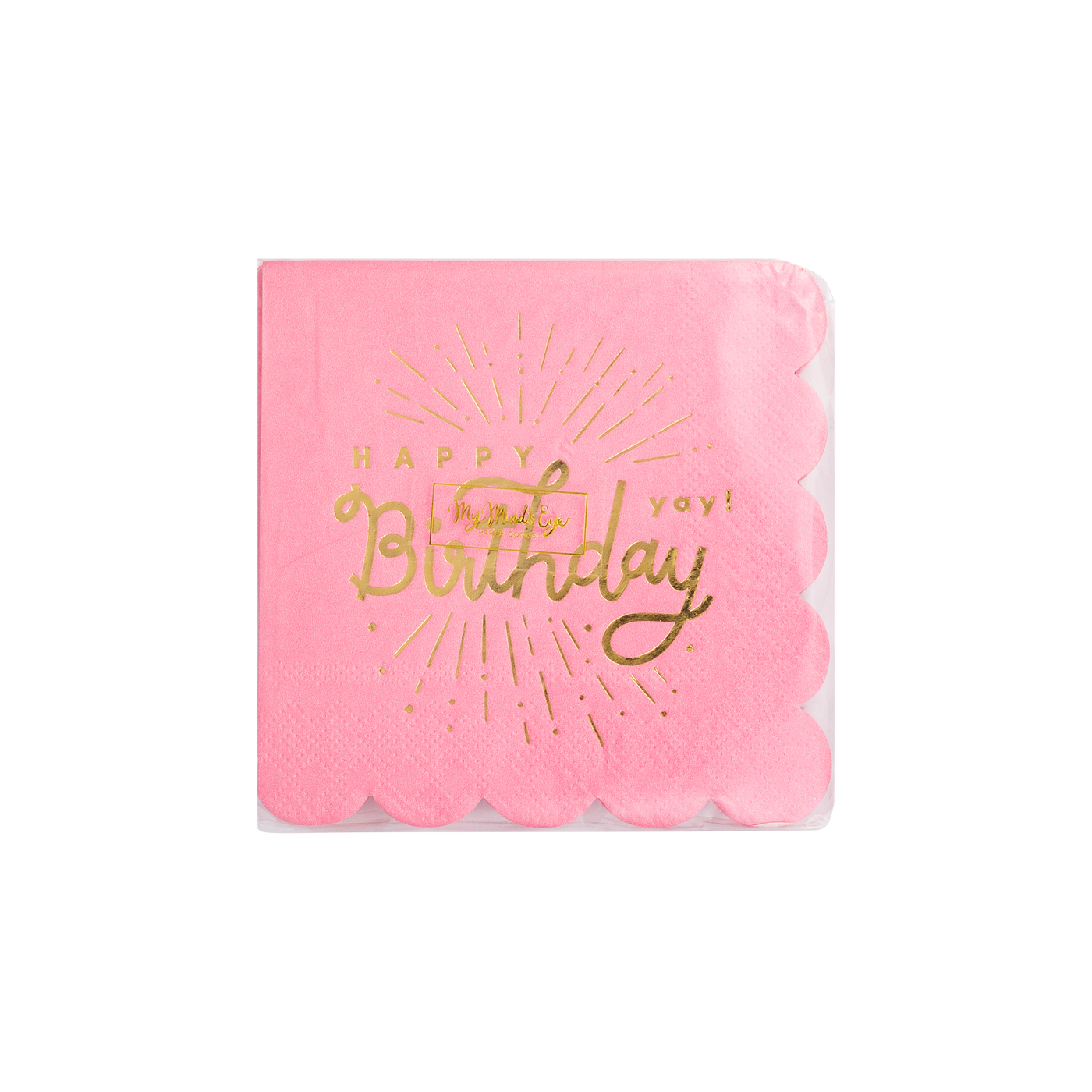 PLWIS38 - Happy Birthday Pink Paper Cocktail Napkin