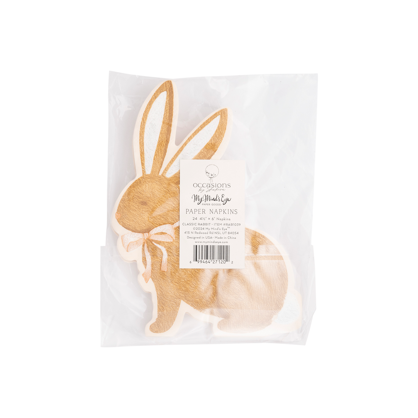 RAB1039 - Occasions By Shakira - Rabbit Shaped Paper Dinner Napkin