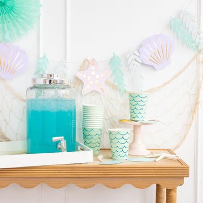SEA1011 - Mermaid Tail Paper Party Cups - 12 oz