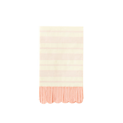SEC1039 - Pink Striped Fringed Guest Napkin
