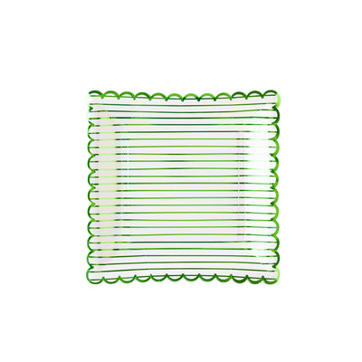 SPD1040 - Green Striped Paper Plate