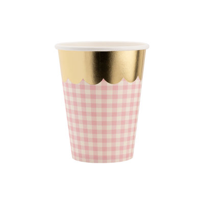 SPR1010 - Gingham Cups with Gold Scallop