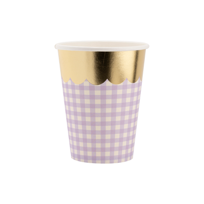 SPR1010 - Gingham Cups with Gold Scallop