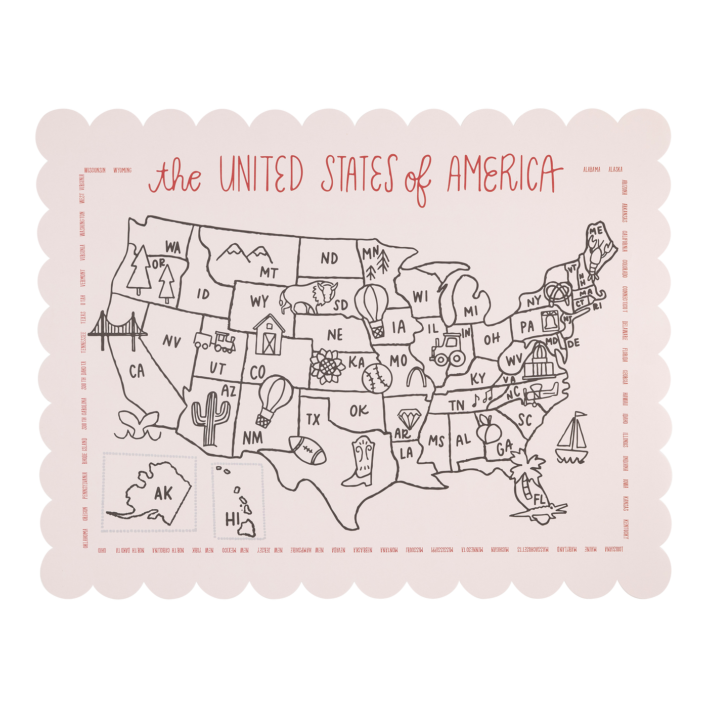 SSP1022 - Color the USA Map Paper Placemat