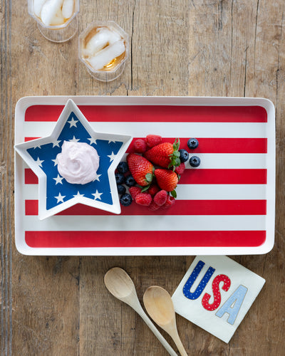 SSP1031 - American Flag Stacked Reusable Bamboo Serving Tray Set