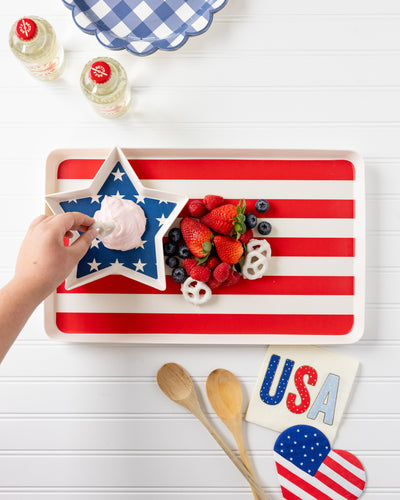 SSP1031 - American Flag Stacked Reusable Bamboo Serving Tray Set