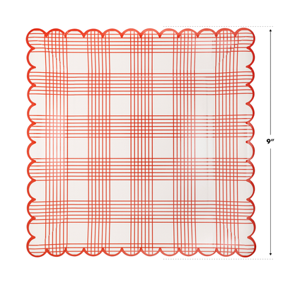 SSP1042 - Red Stripe Checked Paper Plate