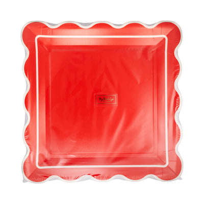 STN1241 - Red Scalloped Square Plate