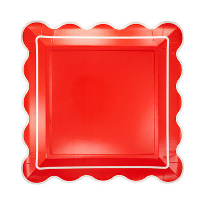 STN1241 - Red Scalloped Square Plate