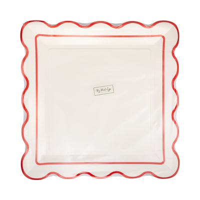 STN1242 - Cream Scalloped Square Plate