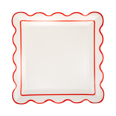 STN1242 - Cream Scalloped Square Plate