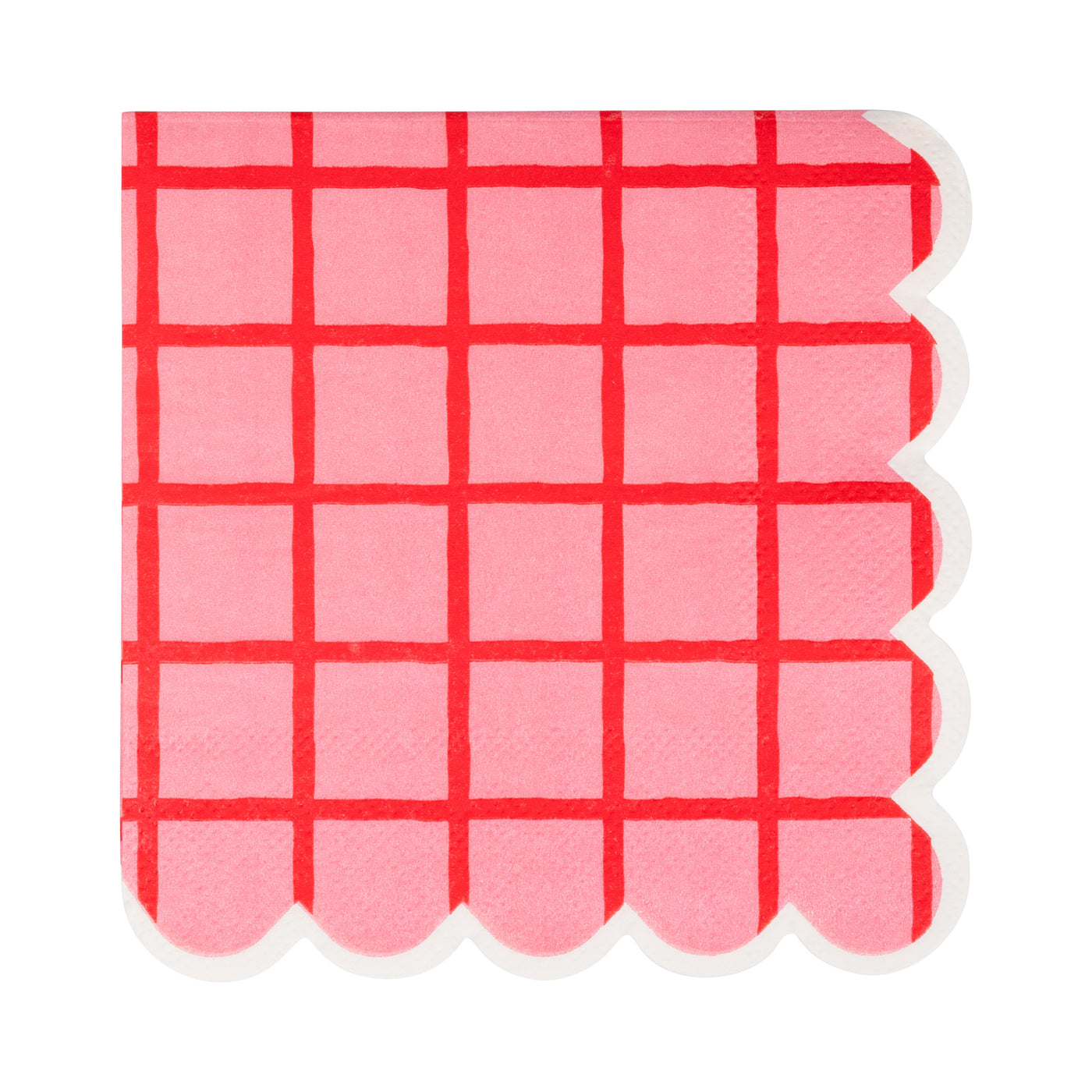 STW1137 - Red and Pink Grid Cocktail Napkin