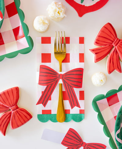 SUG1239 - Plaid Napkin with Bow Paper Ring