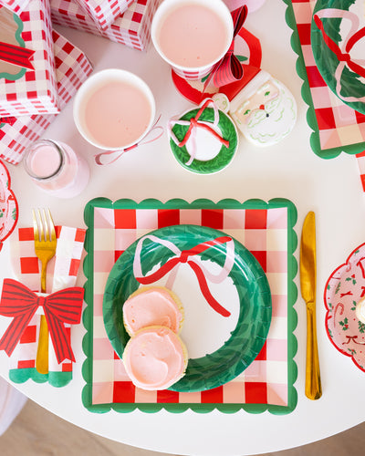 SUG1239 - Plaid Napkin with Bow Paper Ring