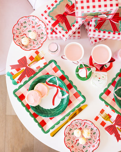 SUG1239 - Plaid Napkin with Bow Paper Ring