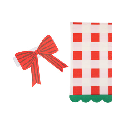 SUG1239 - Plaid Napkin with Bow Paper Ring