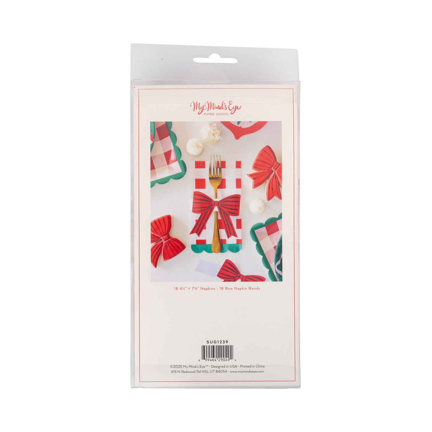 SUG1239 - Plaid Napkin with Bow Paper Ring