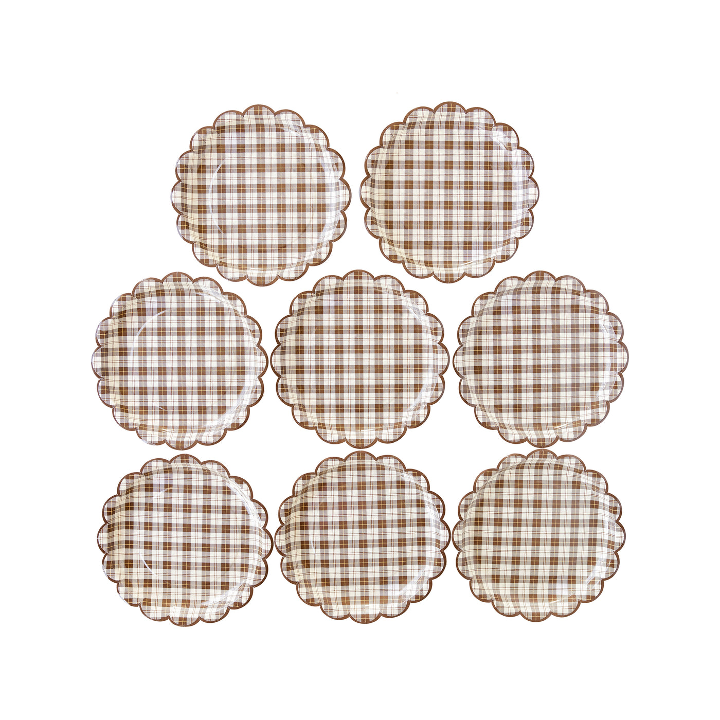 THP1044 - Harvest Scallop Brown Plaid Paper Plate