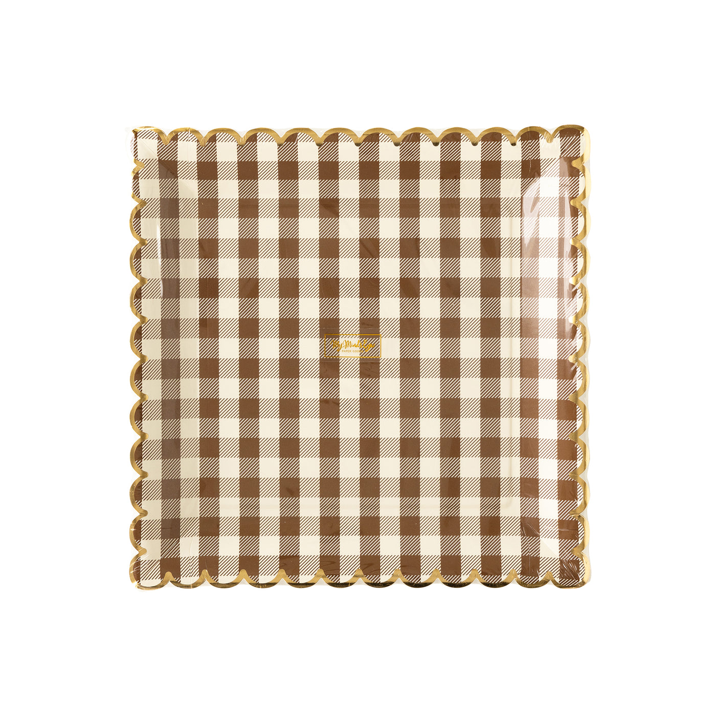 THP1142 - Brown Gingham Scalloped Plate