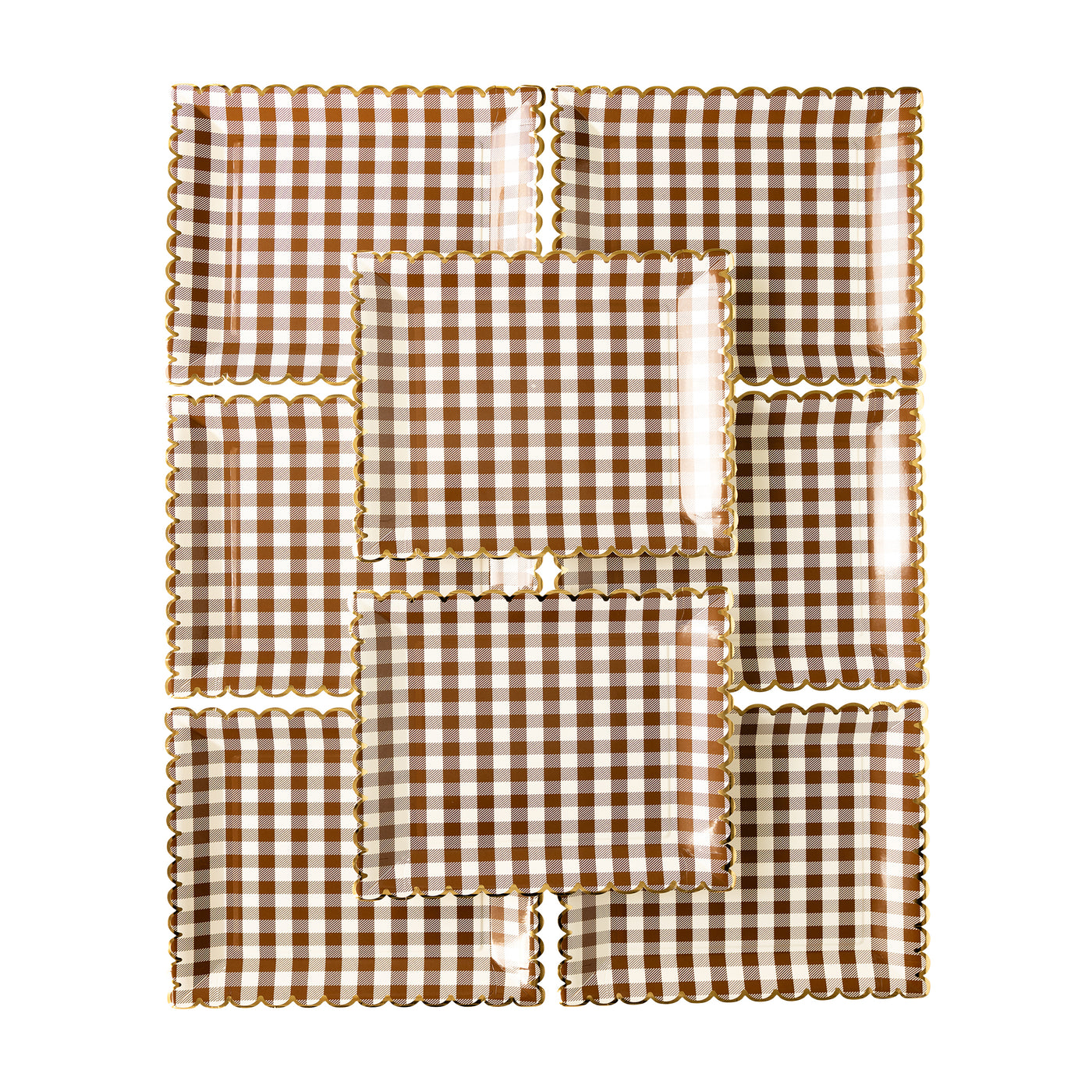 THP1142 - Brown Gingham Scalloped Plate