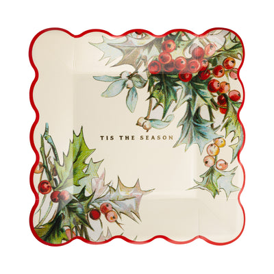 TIS1240 - Holly Square Scalloped Plate