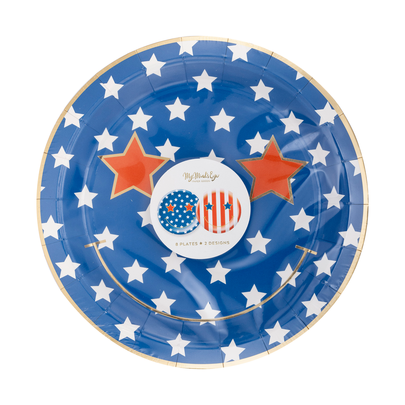 USA1040 - Star & Stripe Smiley Paper Plate Set