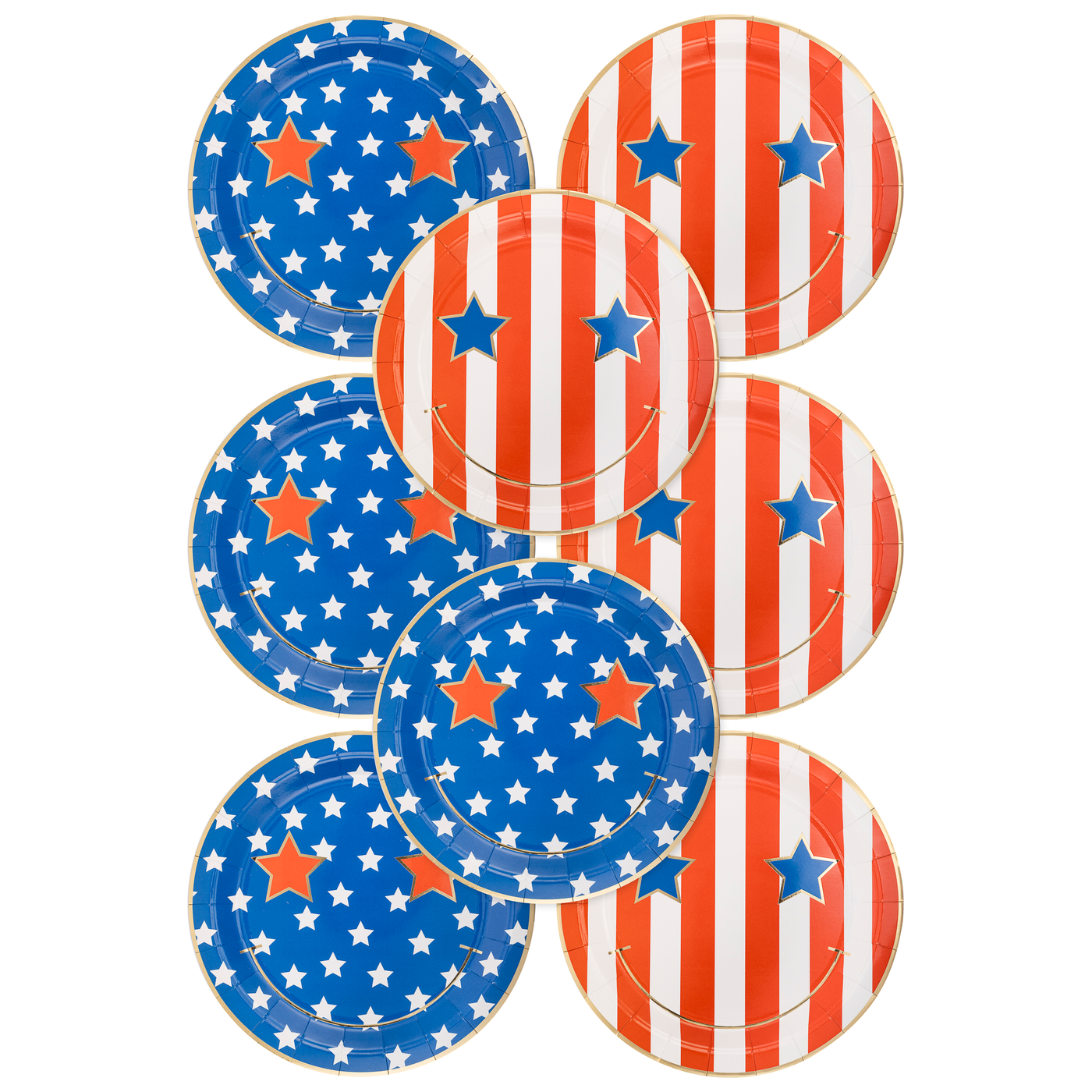 USA1040 - Star & Stripe Smiley Paper Plate Set