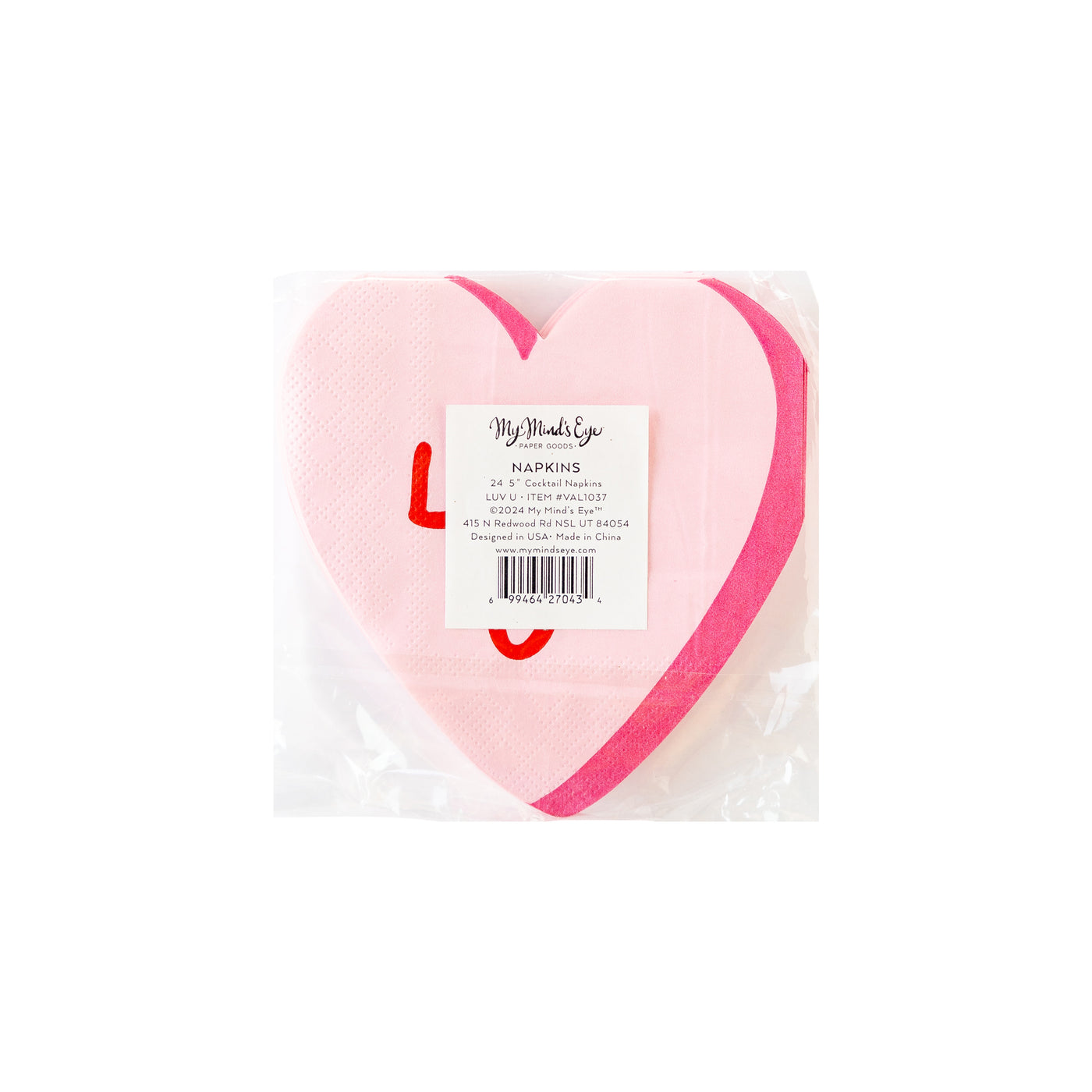 VAL1037 -  Luv U Heart Shaped Paper Napkin