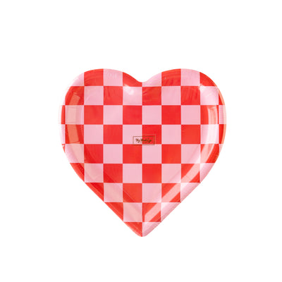VAL1041 - Checkered Heart Shaped Paper Plate