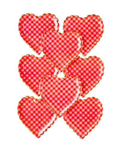 VAL1044 - Checkered Heart Shaped Paper Plate