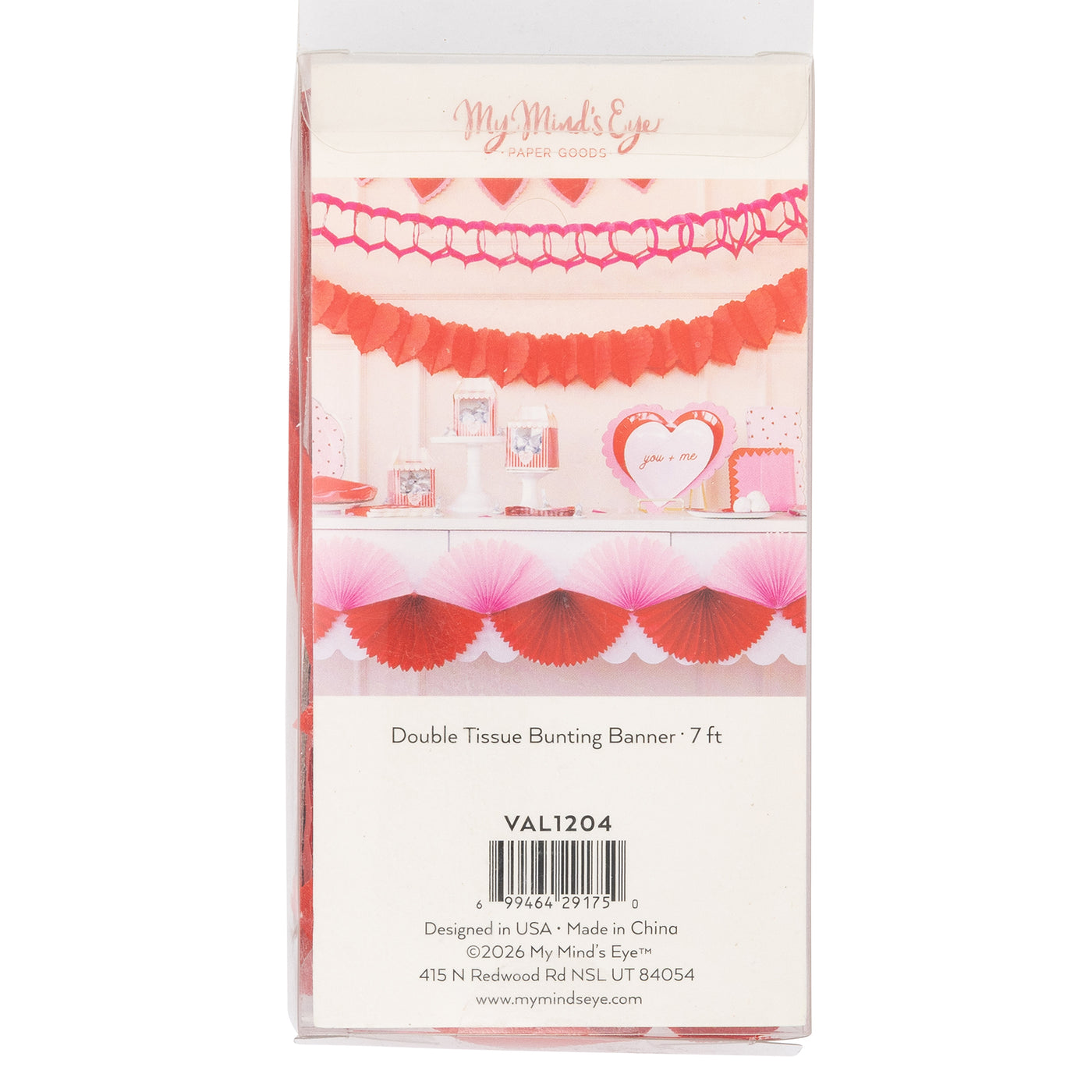 VAL1204 - Pink and Red Double Tissue Bunting Banner