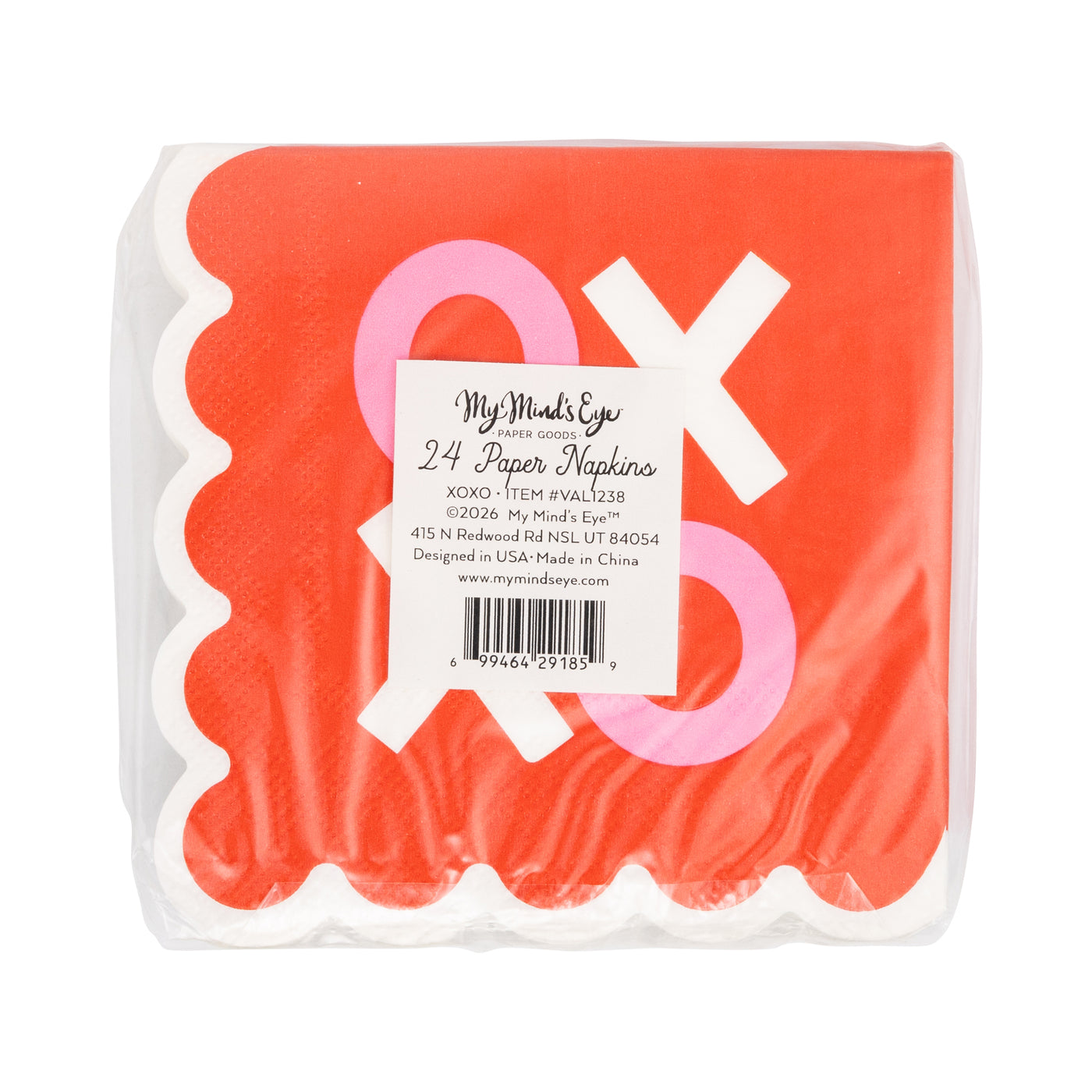 VAL1238 - Scalloped XOXO Cocktail Napkin