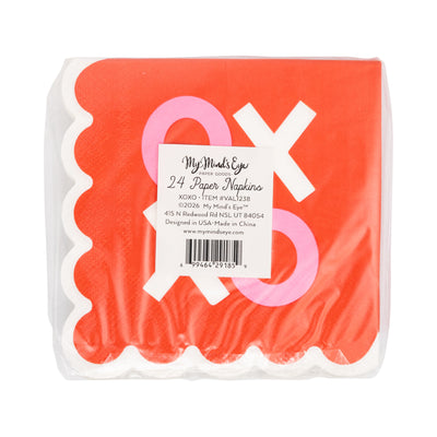 VAL1238 - Scalloped XOXO Cocktail Napkin