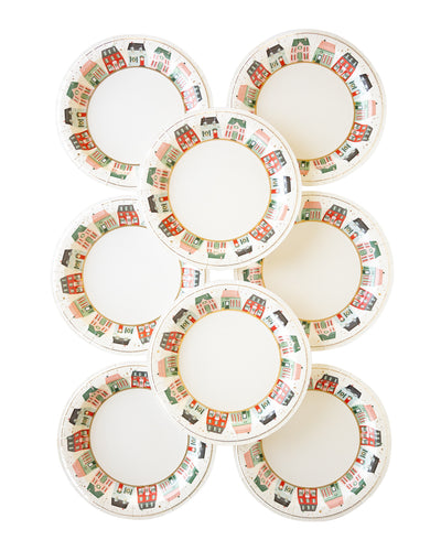 PRESALE SHIPPING MID OCTOBER - VIL1040 - Village Christmas Round Paper Plate