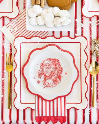 WNT1230 - Red Vintage Art Bamboo Plate - Set of 3