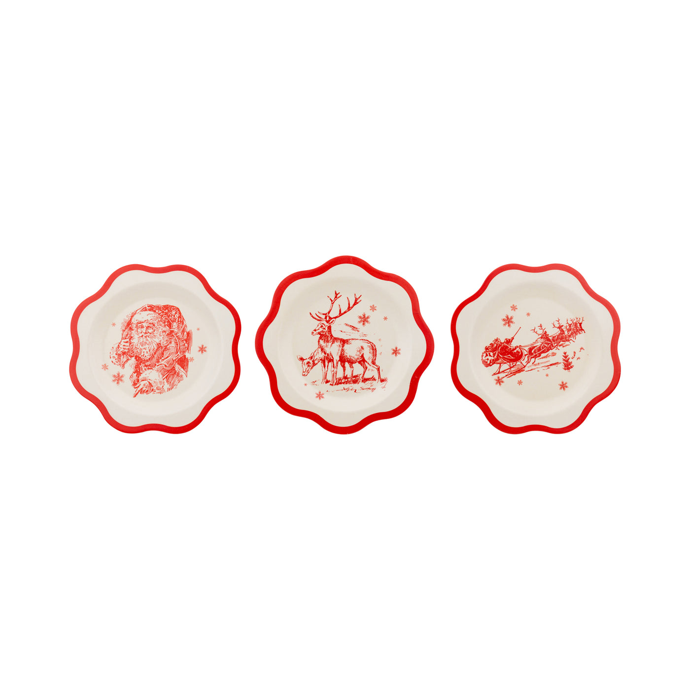 WNT1230 - Red Vintage Art Bamboo Plate - Set of 3