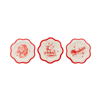 WNT1230 - Red Vintage Art Bamboo Plate - Set of 3