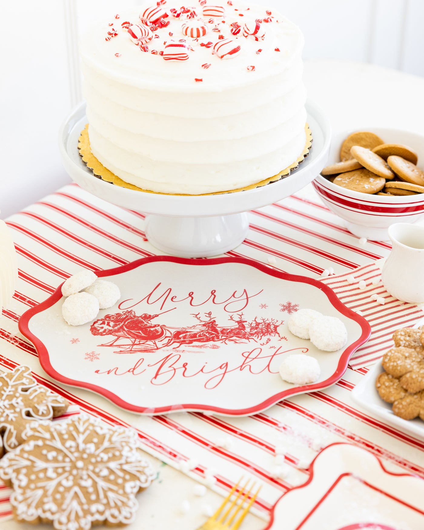 WNT1231 - Red Vintage Merry Christmas Bamboo Tray