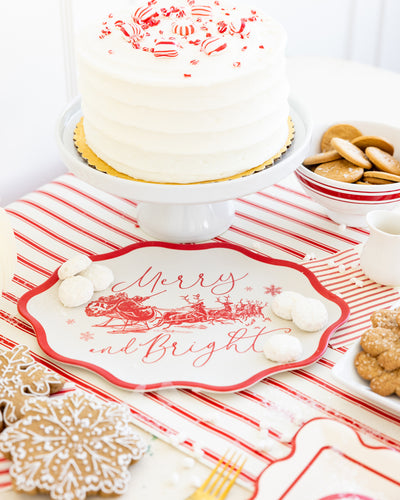 WNT1231 - Red Vintage Merry Christmas Bamboo Tray