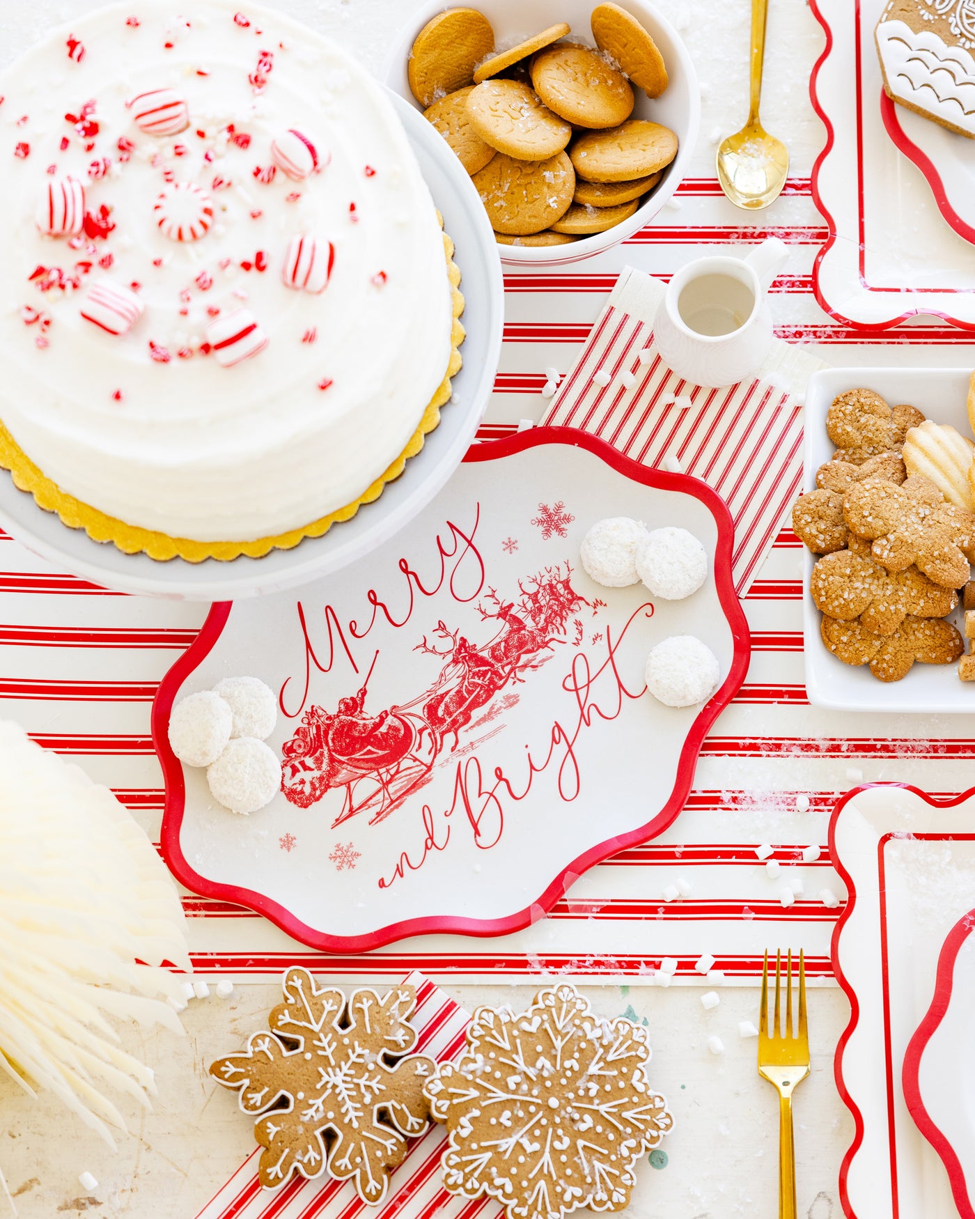 WNT1231 - Red Vintage Merry Christmas Bamboo Tray